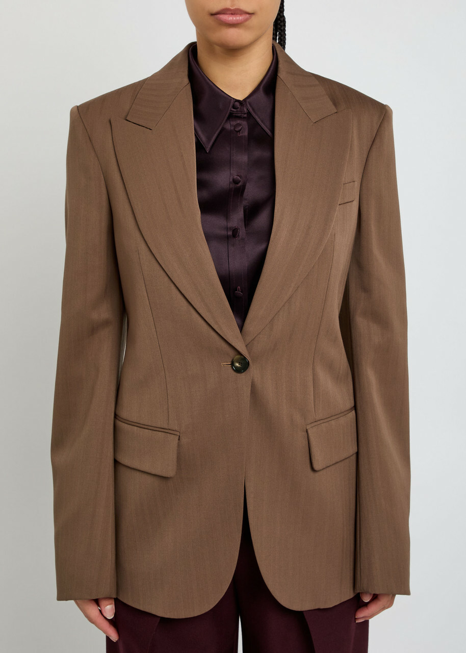 Stella Mccartney Single-breasted Wool Blazer Brown