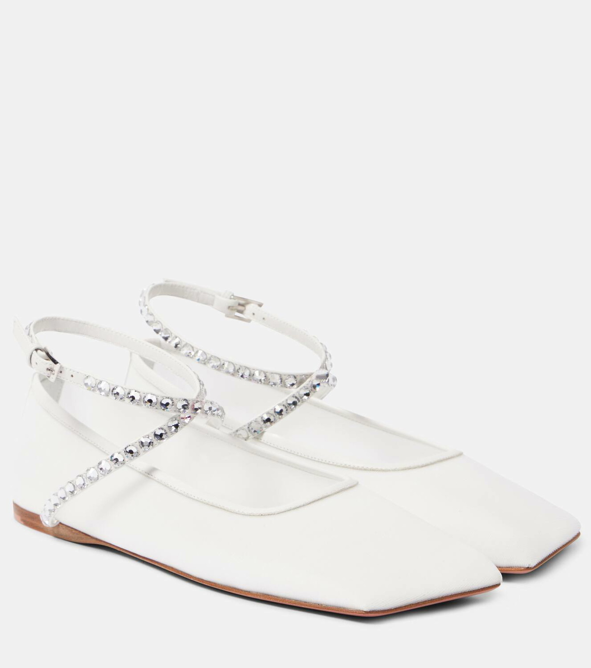 Amina Muaddi Ane embellished mesh ballet flats Amina Muaddi