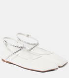 Amina Muaddi Ane embellished mesh ballet flats