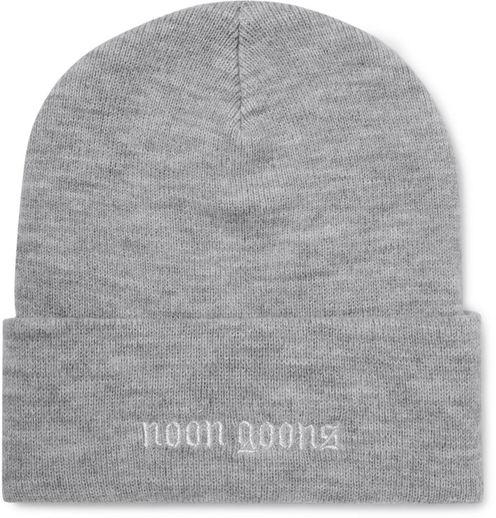 Photo: Noon Goons - Schiridge Logo-Embroidered Ribbed-Knit Beanie - Gray