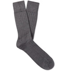 John Smedley - Delta Ribbed Sea Island Cotton-Blend Socks - Gray