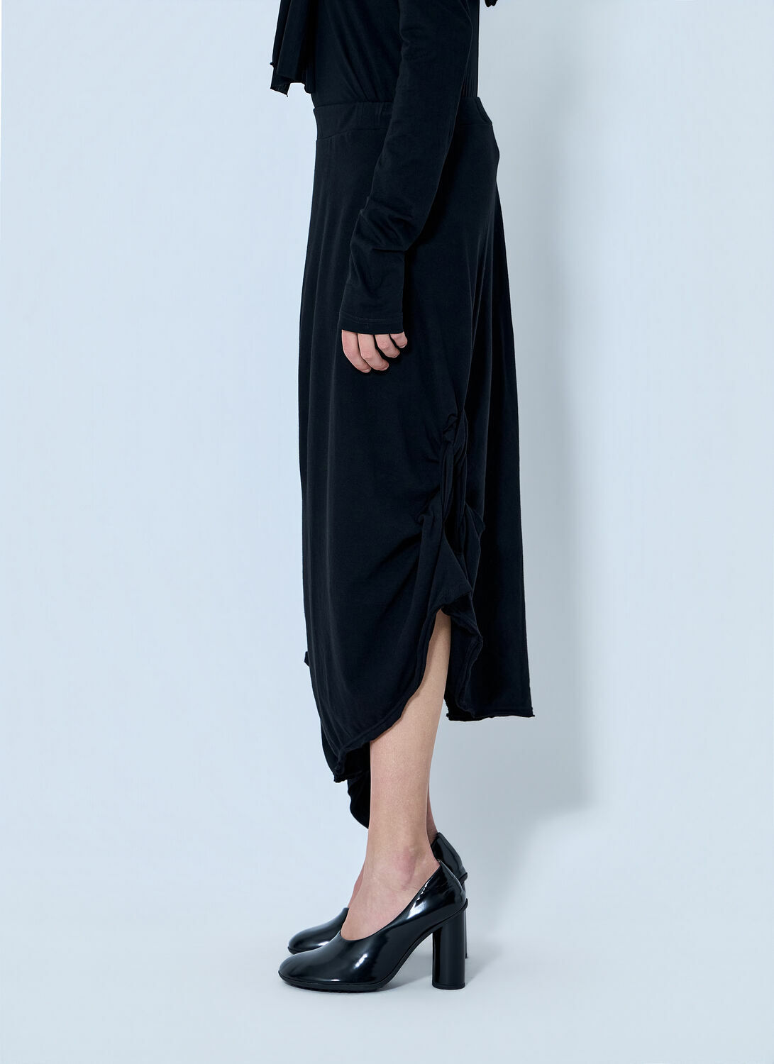Yohji Yamamoto High Twisted French Terry Braided Skirt