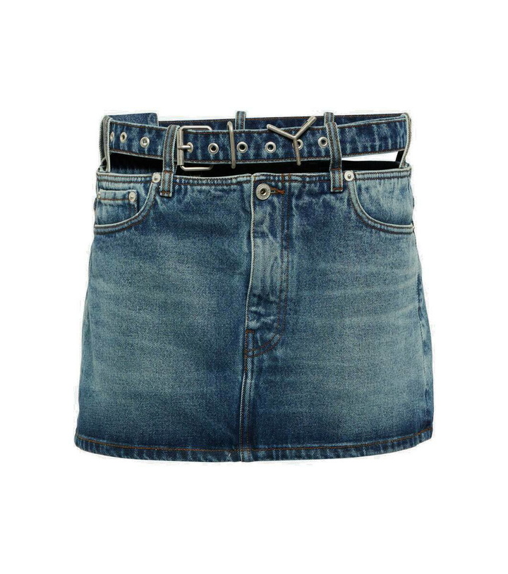 Photo: Y/Project Y Belt denim miniskirt