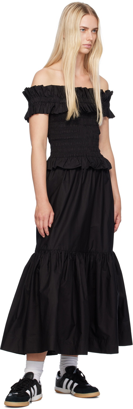 GANNI Black Flounce Maxi Skirt GANNI