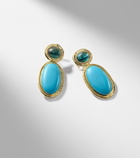 Octavia Elizabeth Bermuda Blue 18kt gold drop earrings with turquoise, tourmaline, and diamonds