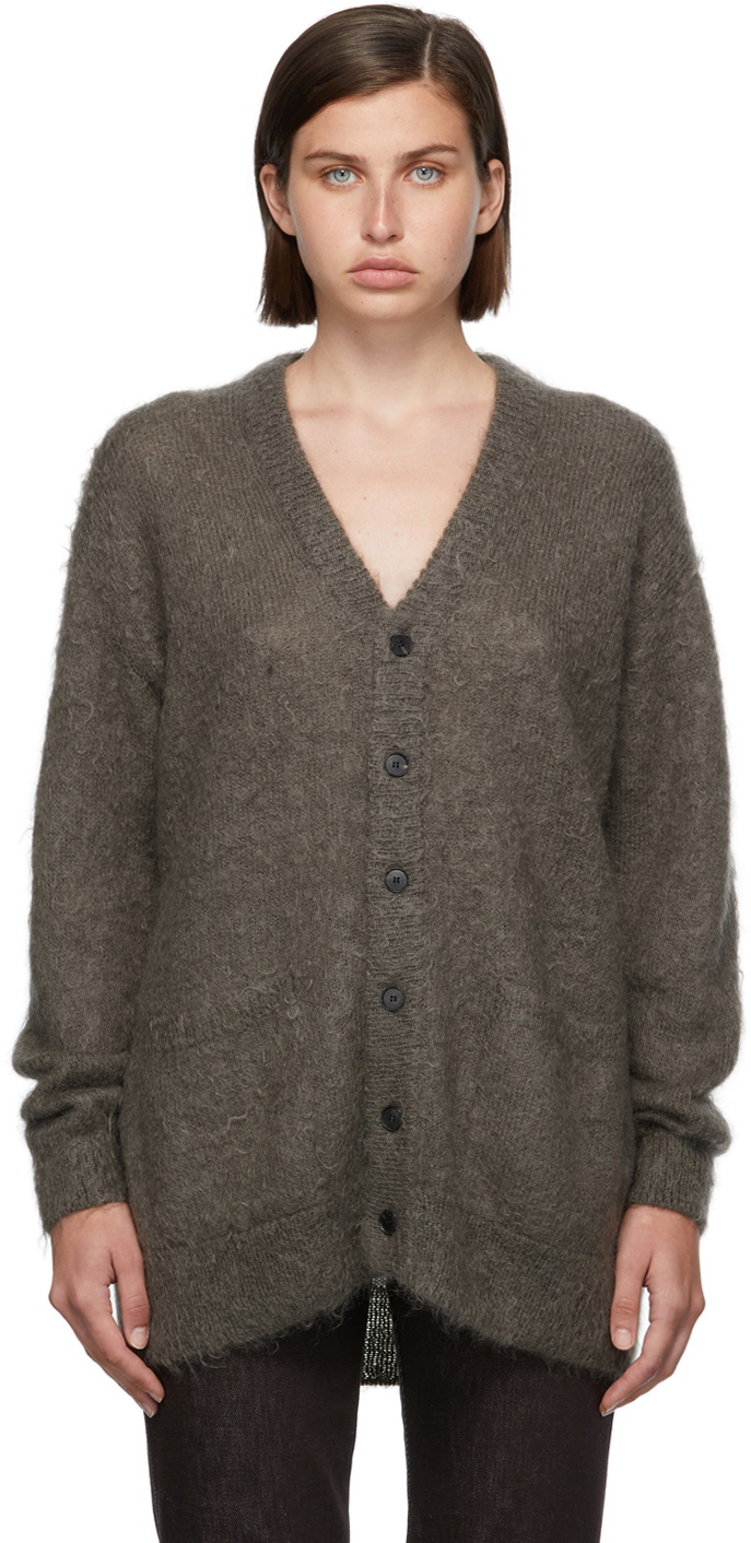 AURALEE Grey Mohair Knit Cardigan Auralee 