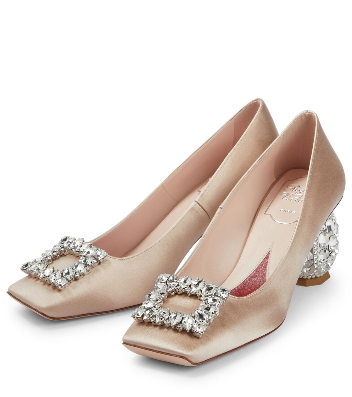 Roger Vivier Crystal-embellished satin pumps Roger Vivier