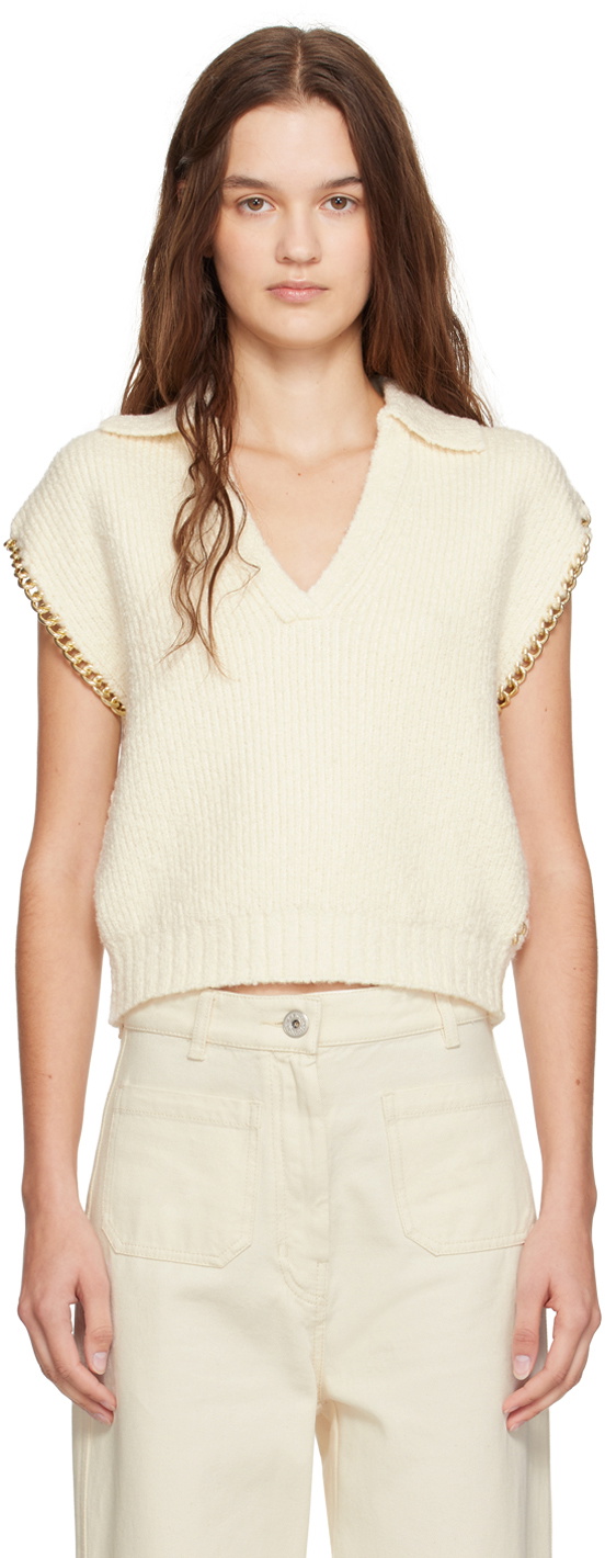 3.1 Phillip Lim Off-White Boucle Cropped Chain Trim Vest