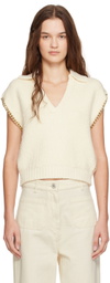 3.1 Phillip Lim Off-White Boucle Cropped Chain Trim Vest