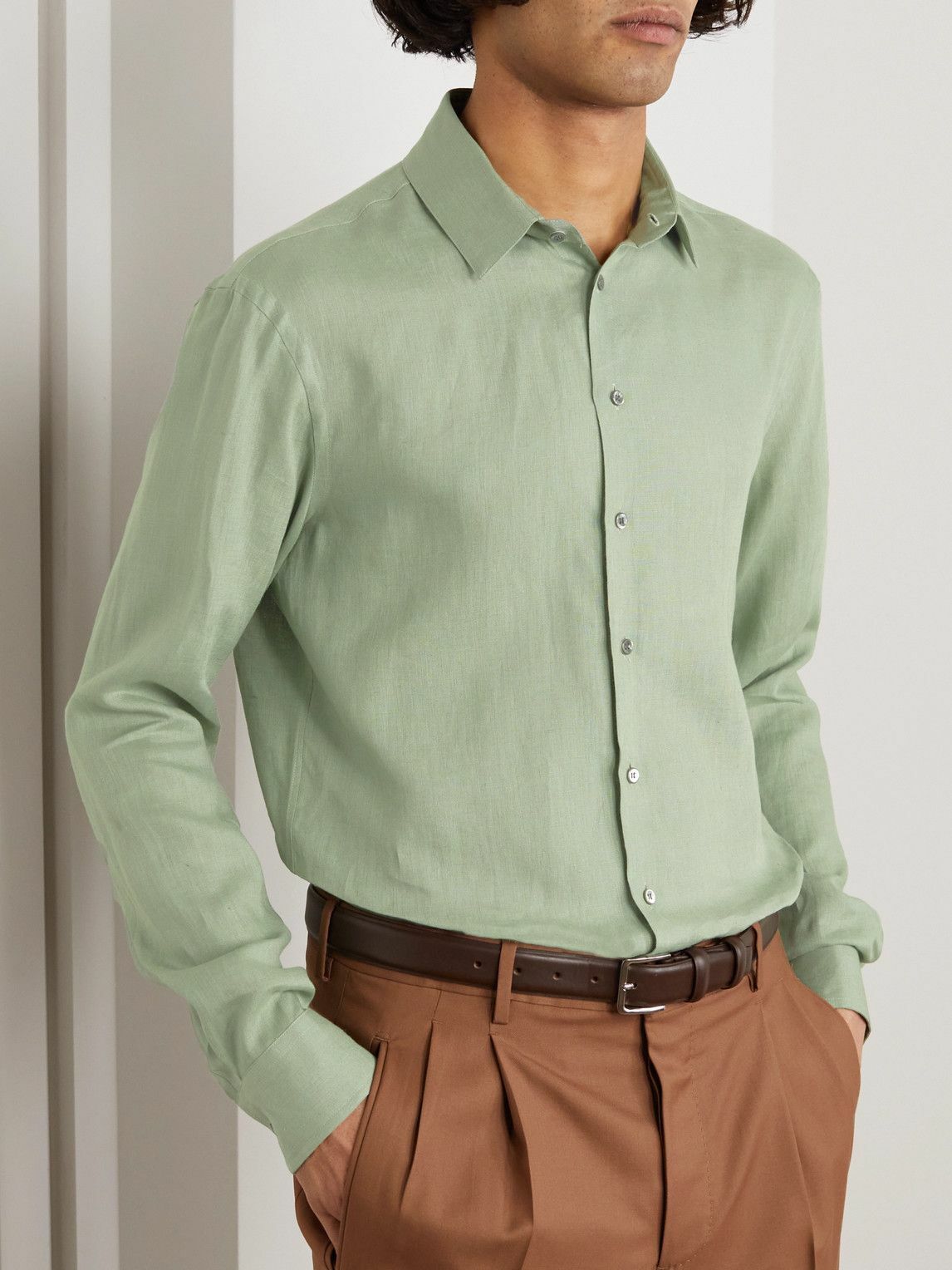 Giorgio Armani Linen Shirt Green Giorgio Armani