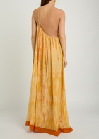 Delos Amaya Printed Cotton and Silk-blend Maxi Dress Yellow
