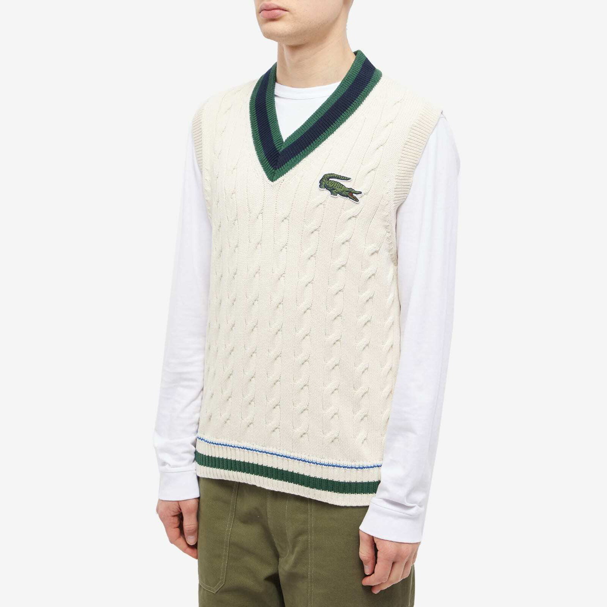 Lacoste Men's Robert Cable Knit Vest in Lapland/Multi Lacoste