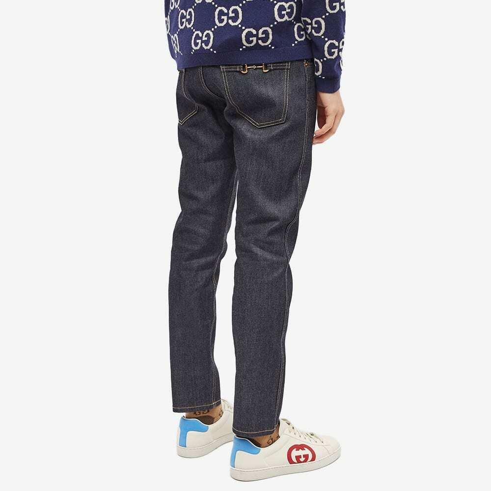 Gucci Men's Tapered 5 Pocket Washed Jean in Blue