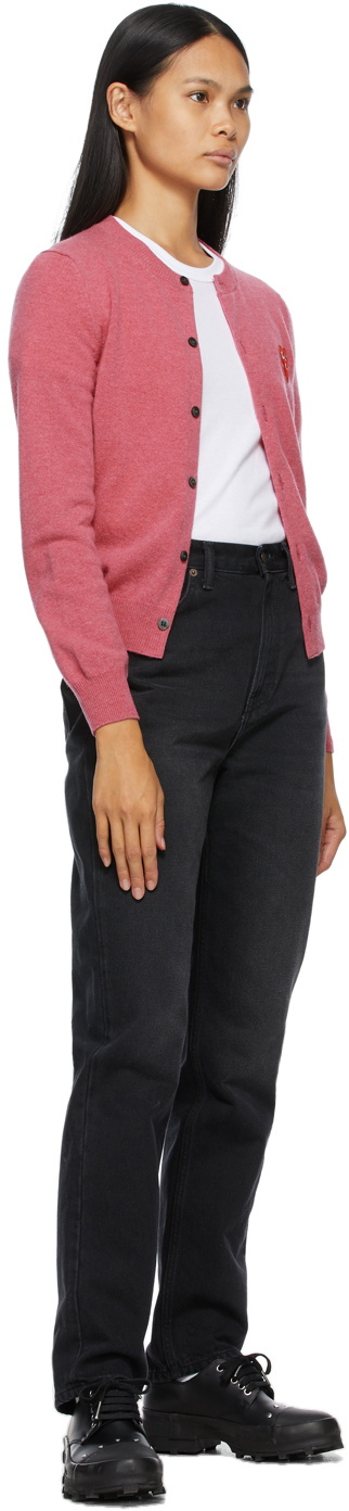 COMME des GARÇONS PLAY Pink Wool Layered Double Heart Cardigan