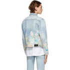 Amiri Blue Denim Floral Leaf Trucker Jacket