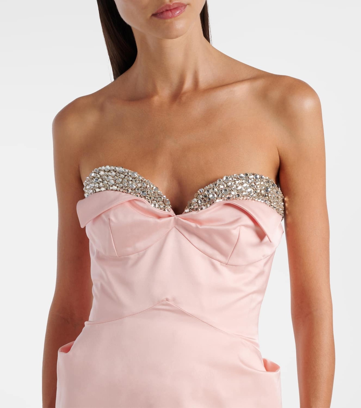 McQueen Crystal-embellished duchess satin gown