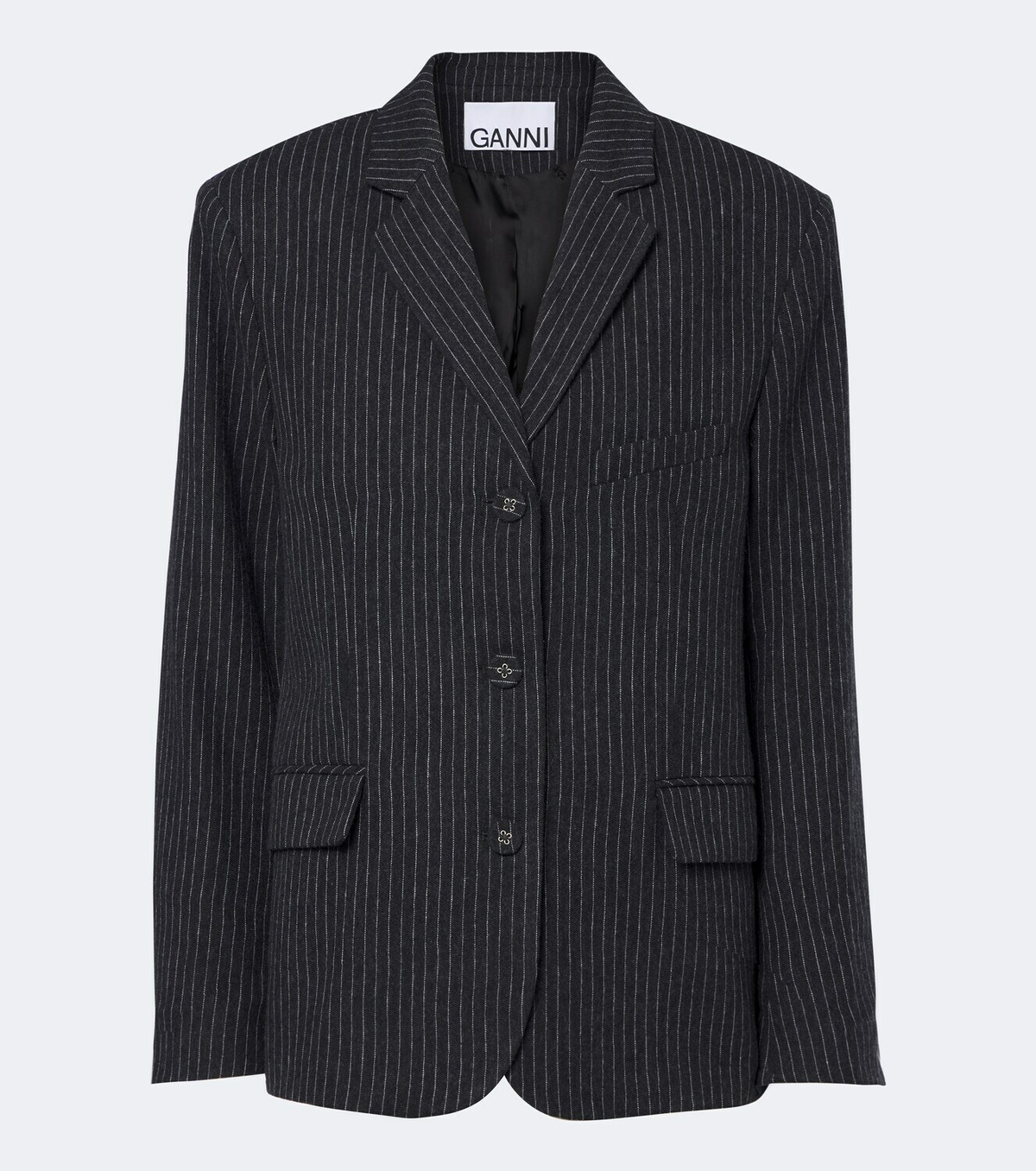 Ganni Pinstripe flannel blazer
