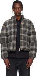 Off-White Gray Spray Arrow Check Flannel Down Jacket
