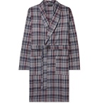 Hanro - Belted Checked Cotton Robe - Blue