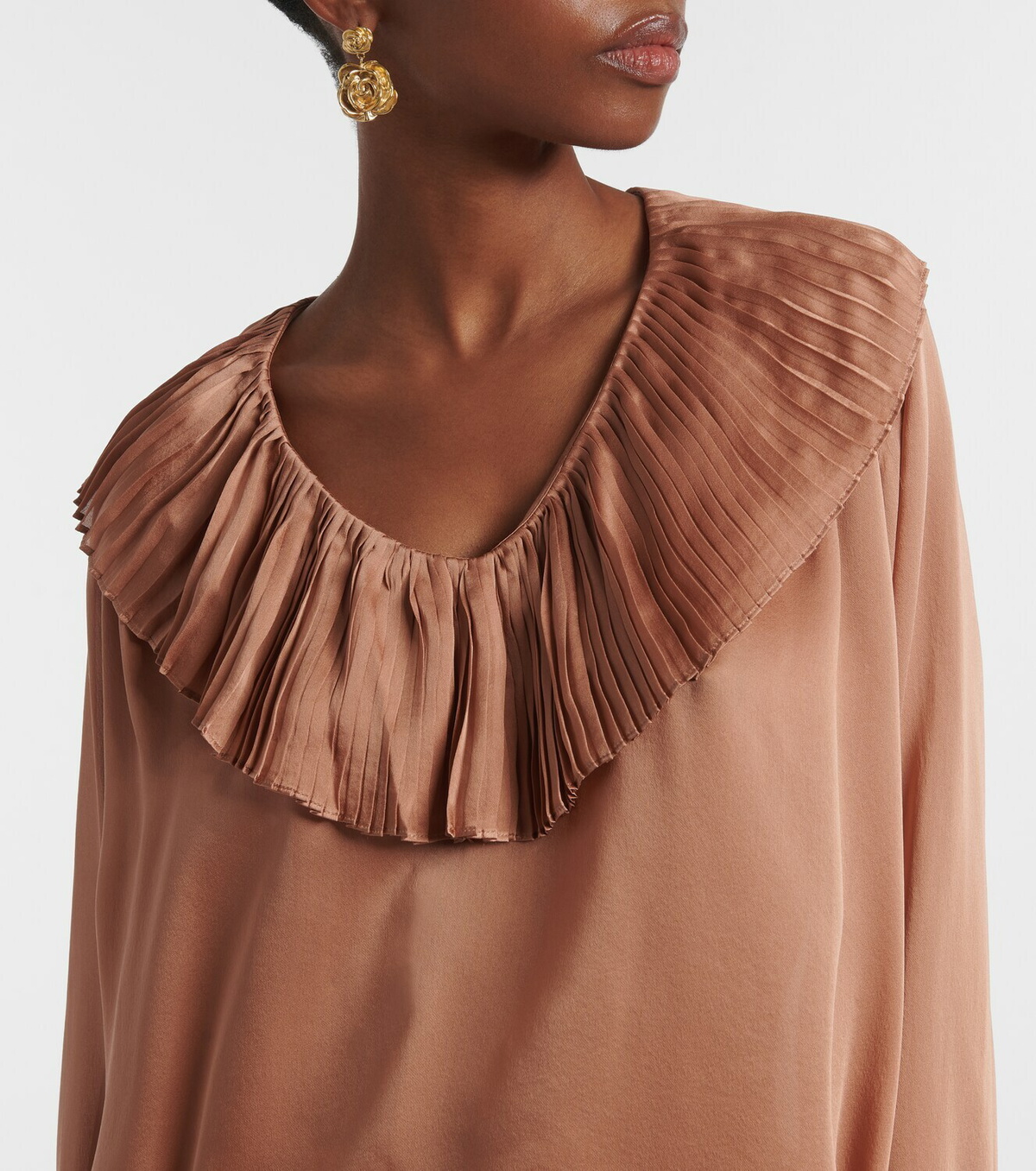 Ulla Johnson Liese pleated silk satin blouse