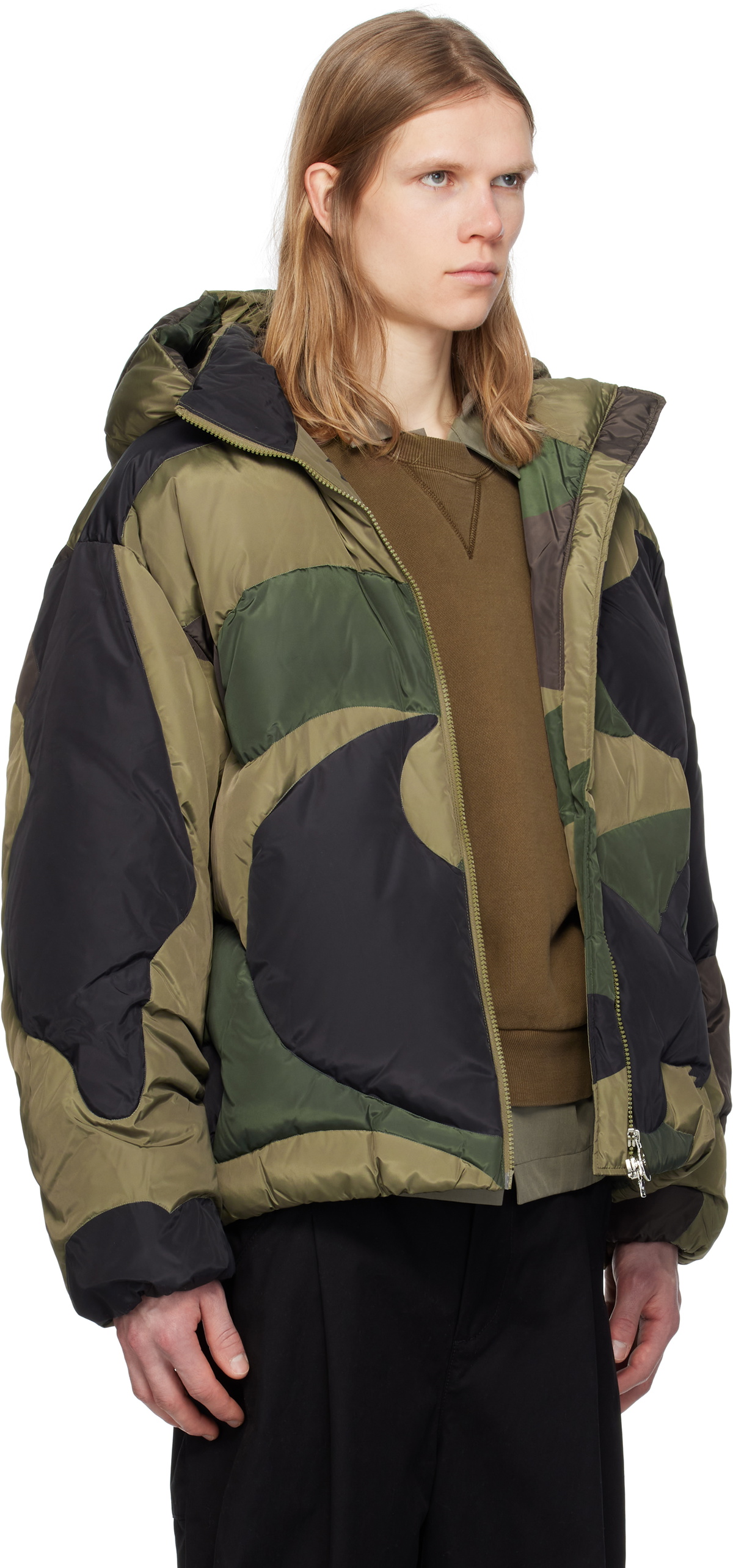 BAPE Green Camo Nylon Down Jacket A Bathing Ape