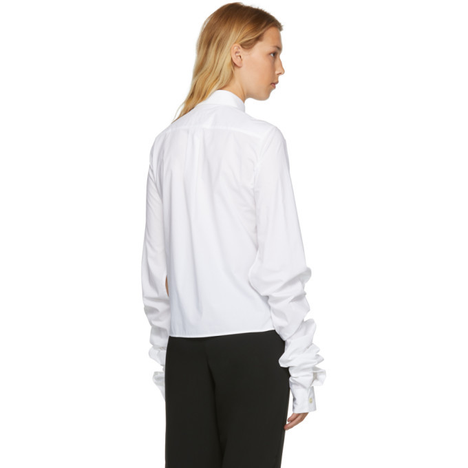 MM6 Maison Martin Margiela White Parachute Poplin Extra Long Sleeve Shirt
