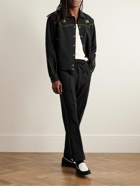 Needles - Straight-Leg Logo-Embroidered Crepe Drawstring Trousers - Black