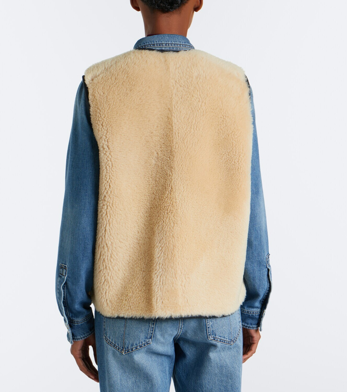 Blazé Milano Gliss leather-trimmed shearling vest
