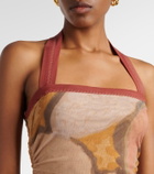 SIR Printed halterneck mesh minidress