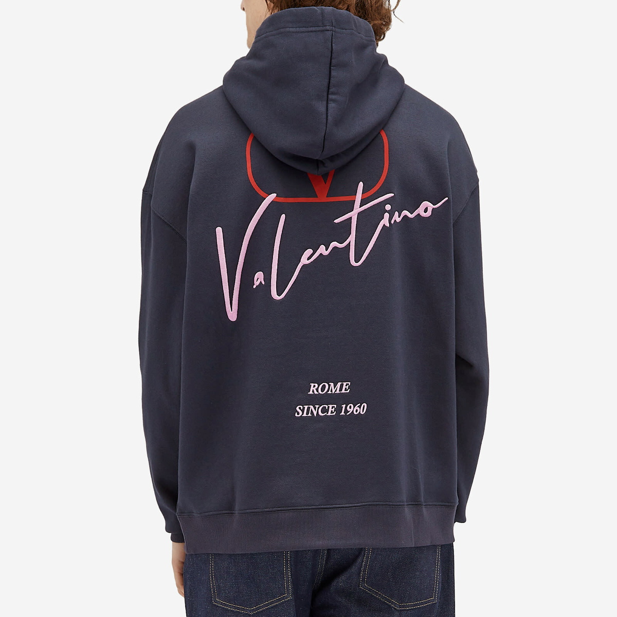 Valentino Men's Logo Popover Hoodie in Navy