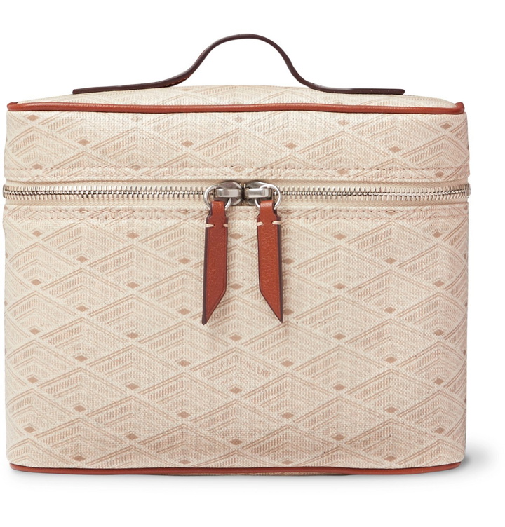 Photo: Métier - Many Days Leather-Trimmed Printed Canvas Wash Bag - Neutrals