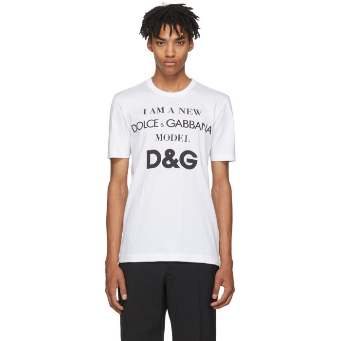 Photo: Dolce and Gabbana White Model Logo T-Shirt