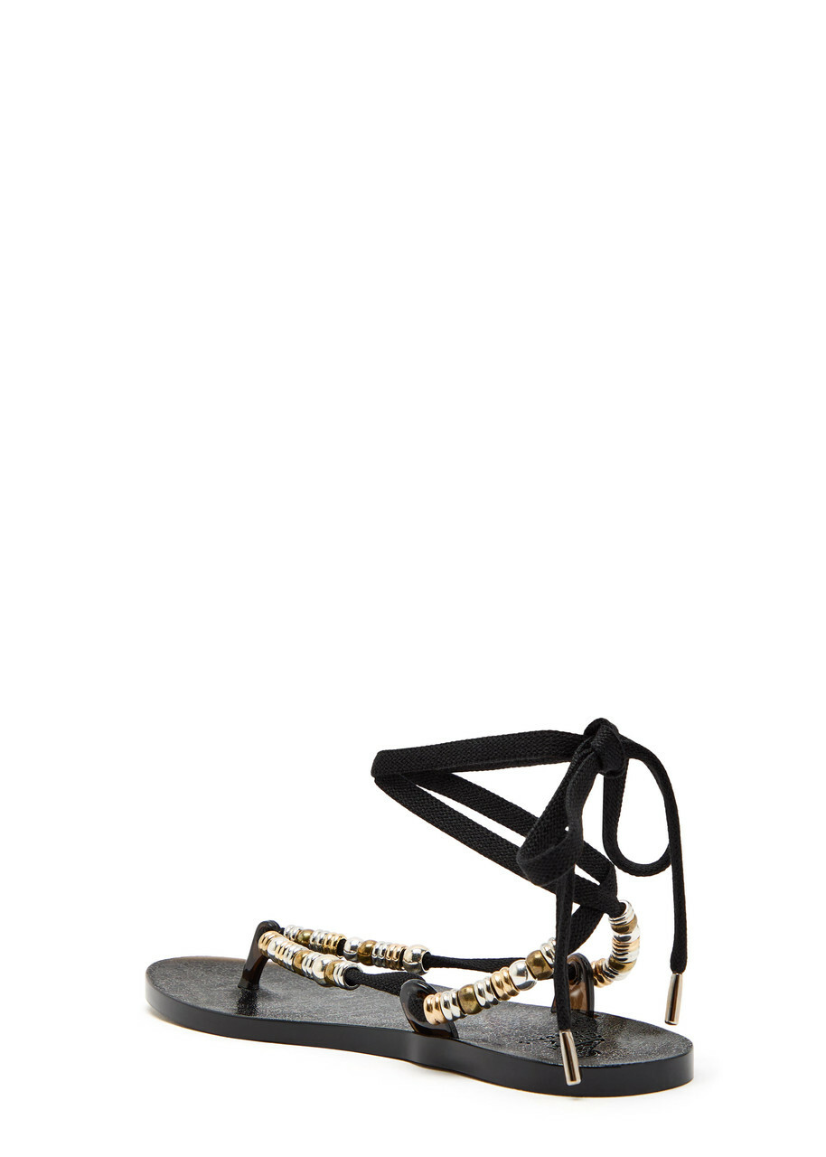 Ancient Greek Sandals Esther Beaded Jelly Sandals Black