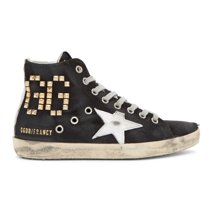 Golden goose black cheap high top with studs