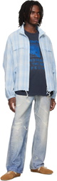 Solid Homme Blue High Neck Check Blouson Jacket
