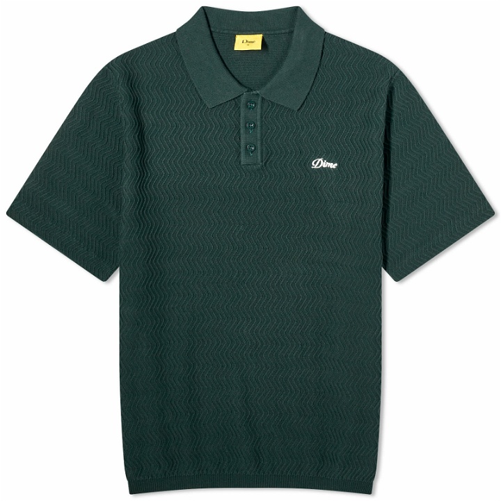 Photo: Dime Men's Wave Cable Knit Polo Shirt in Forest