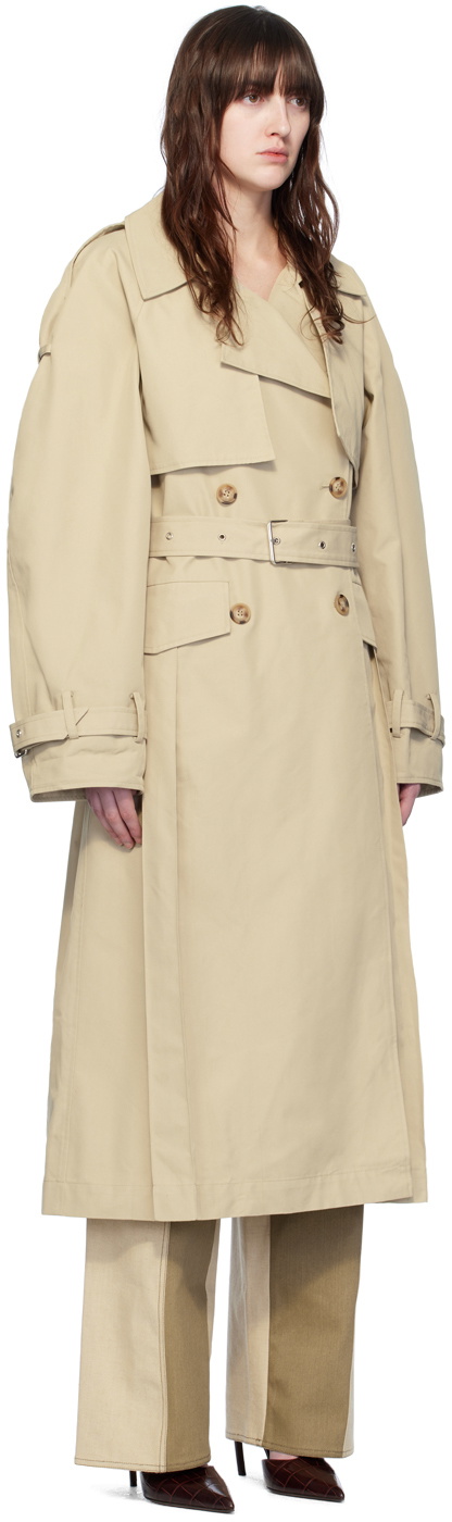 Elleme Beige Double-Breasted Trench Coat