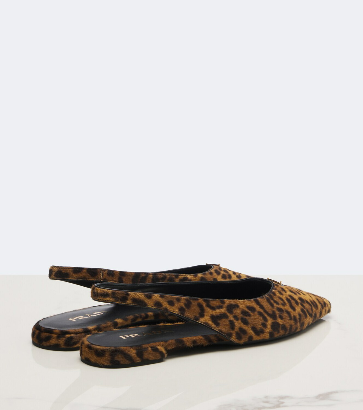 Prada Leopard-print calf hair slingback flats