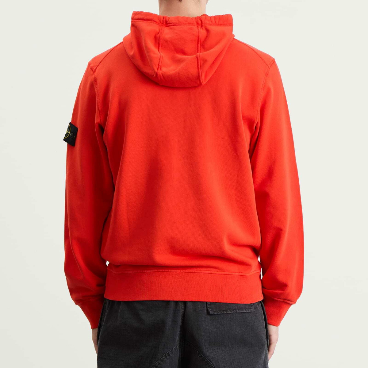 Stone Island Men's Organic Cotton Fleece Popover Hoodie in Scarlet