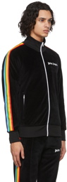 Palm Angels Black Chenille Rainbow Track Jacket