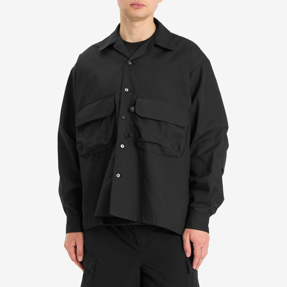 DAIWA Men's Tech Sports Open Collar Shirt in Black