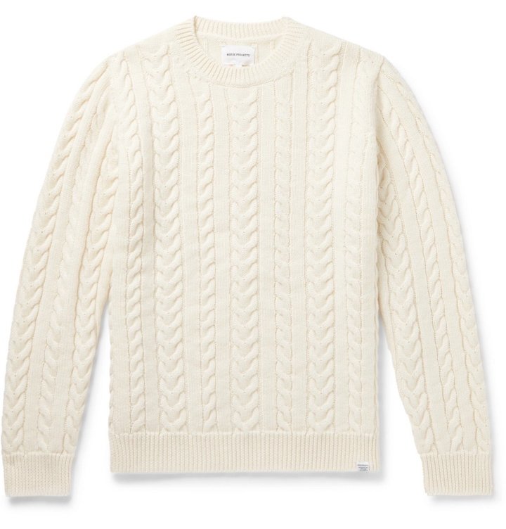Photo: Norse Projects - Arild Cable-Knit Wool Sweater - Neutrals