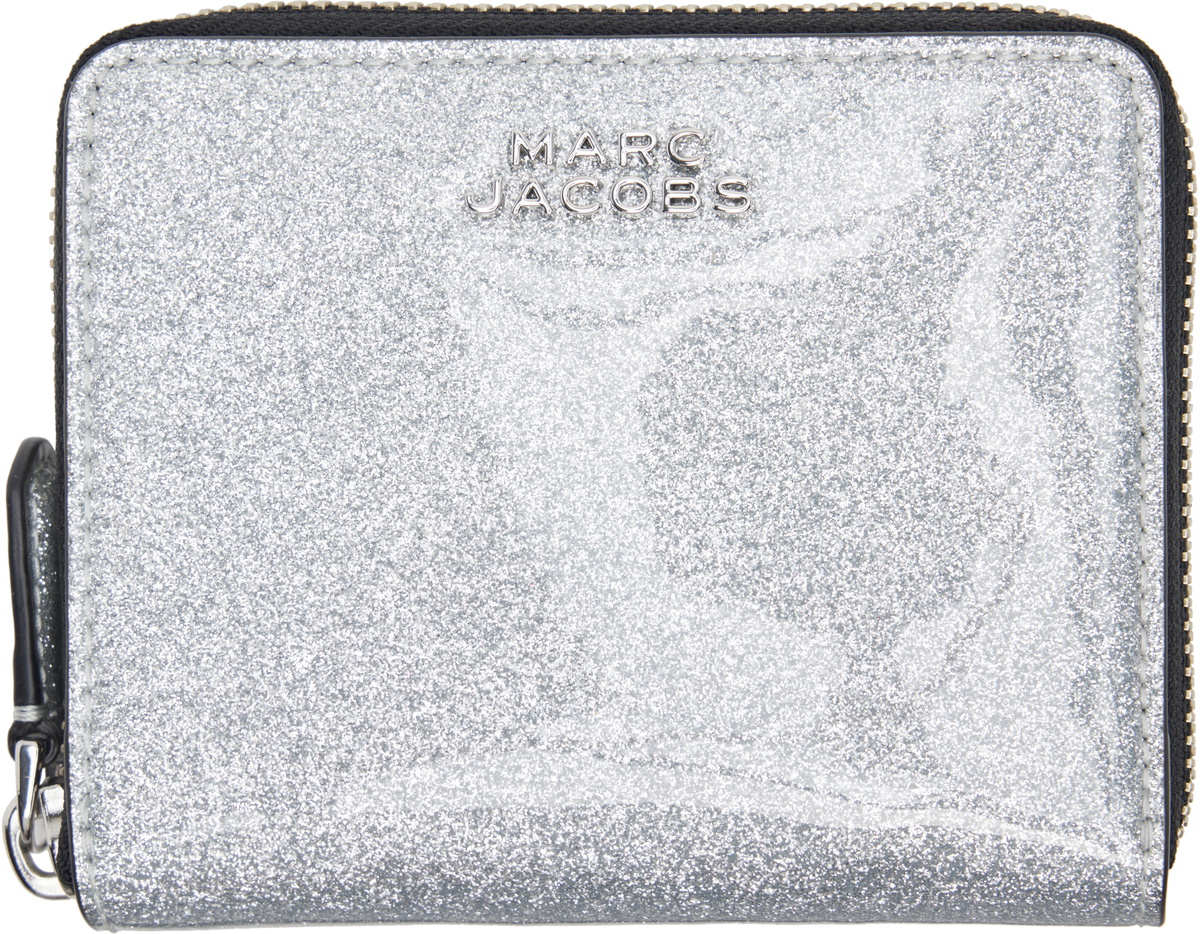 Marc Jacobs Silver 'The Coated Glitter Everyday Slim Compact' Wallet