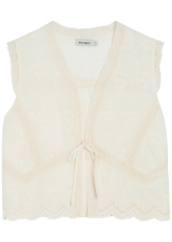 Photo: Solaqua Willow Embroidered Cropped Cotton top Ivory