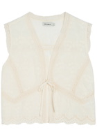 Solaqua Willow Embroidered Cropped Cotton top Ivory