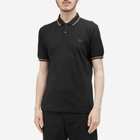 Fred Perry Men's Twin Tipped Polo Shirt in Black/Warm Grey/Brick