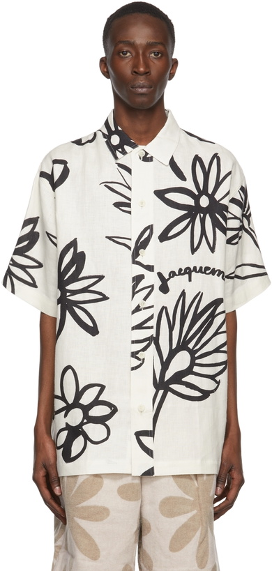 Photo: Jacquemus Off-White & Black 'La Chemise Moisson' Short Sleeve Shirt