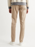 BRUNELLO CUCINELLI - Slim-Fit Cotton-Blend Twill Trousers - Brown