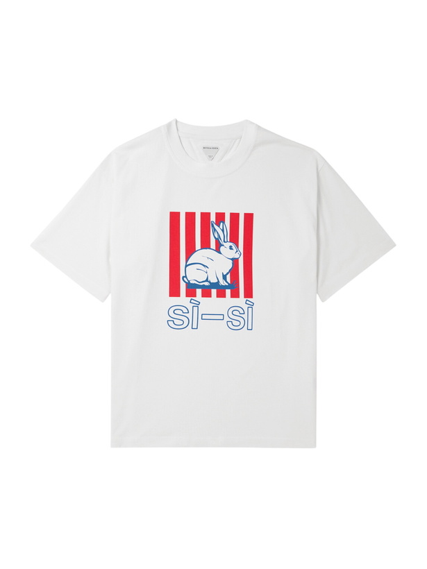 Photo: Bottega Veneta - Oversized Printed Cotton-Jersey T-Shirt - White