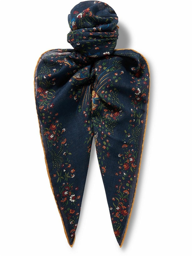 Photo: Drake's - Birds of Paradise Printed Wool and Silk-Blend Scarf